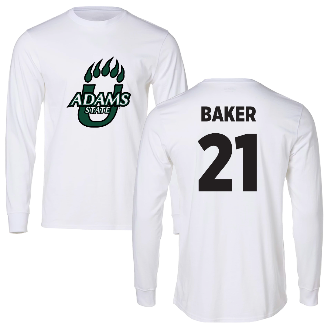 Adams State University Basketball (M) White Long Sleeve - #21 Dillan Baker