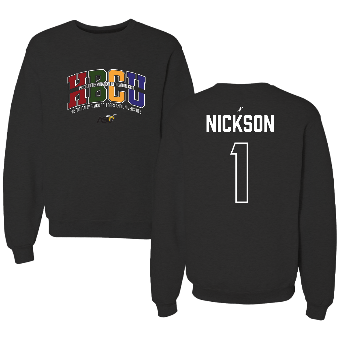 Alabama State University Football Black HBCU Crewneck - #1 Willie Nickson