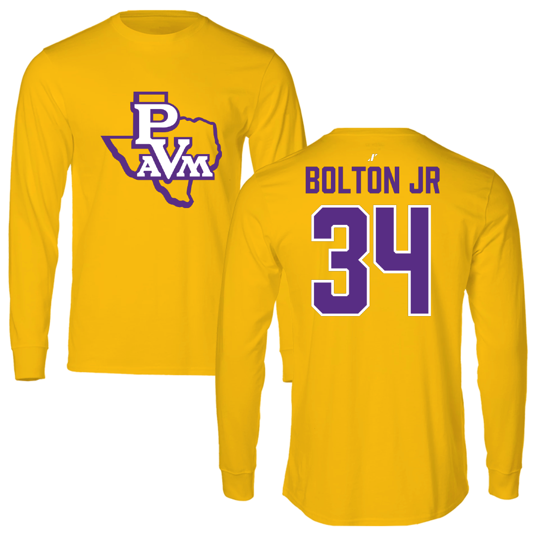Prairie View A&M University Basketball Gold Performance Long Sleeve - #34 Ryan Bolton Jr