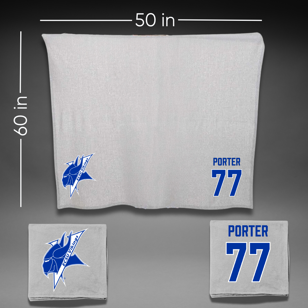 Elizabeth City State University Football Gray Blanket - #77 Daishaun Porter