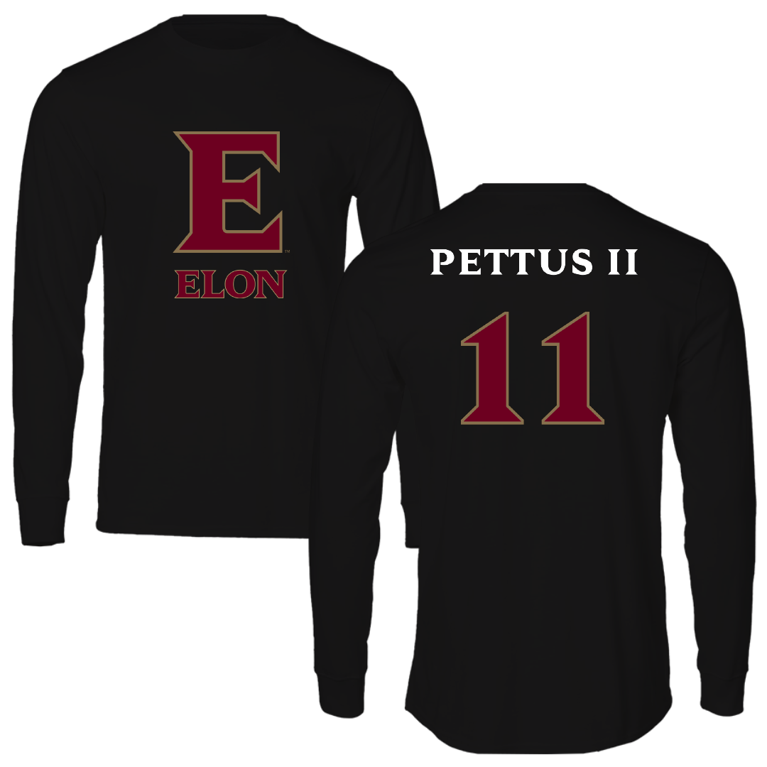 Elon University Basketball Black Performance Long Sleeve - #11 Randall Pettus II