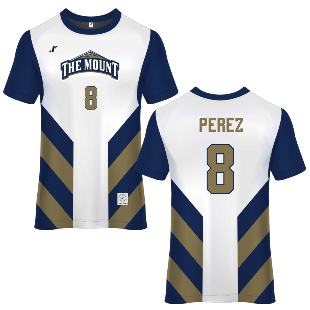 Mount St. Mary's University White Soccer Jersey - #8 Fabian Perez