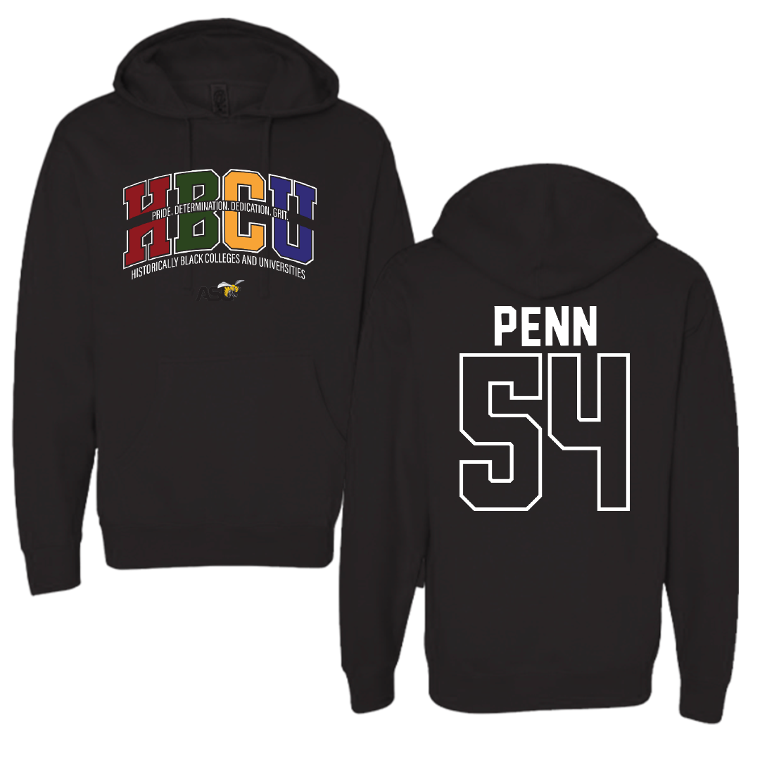 Alabama State University Football Black HBCU Hoodie - #54 Dezmond Penn
