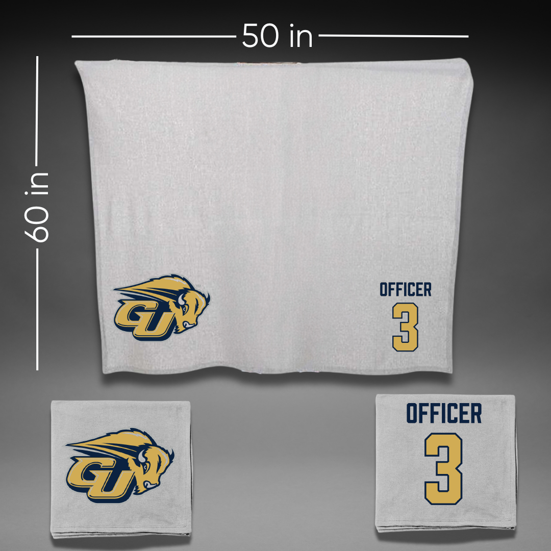 Gallaudet University Football Gray Blanket - #3 Dylan Officer