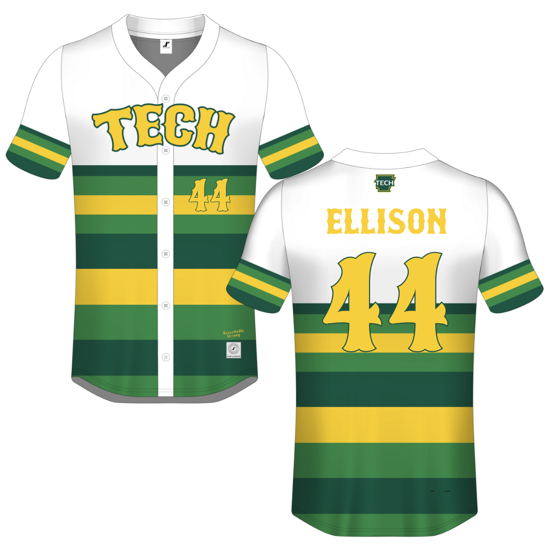 Arkansas Tech University White Campus Connect Button-Down Jersey - #44 Benjamin Ellison