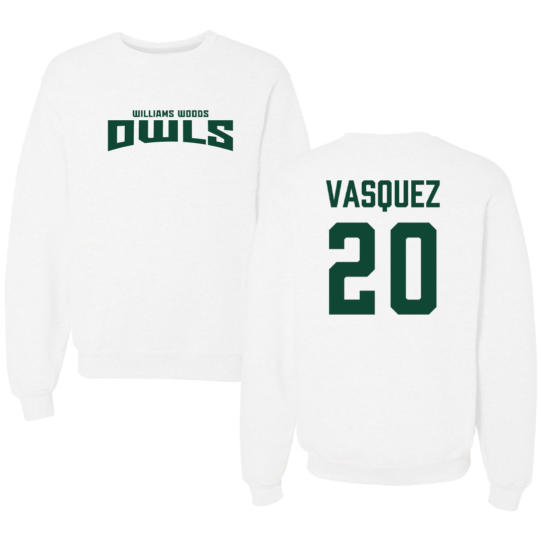 William Woods University Baseball White Classic Crewneck - #20 AJ Vasquez