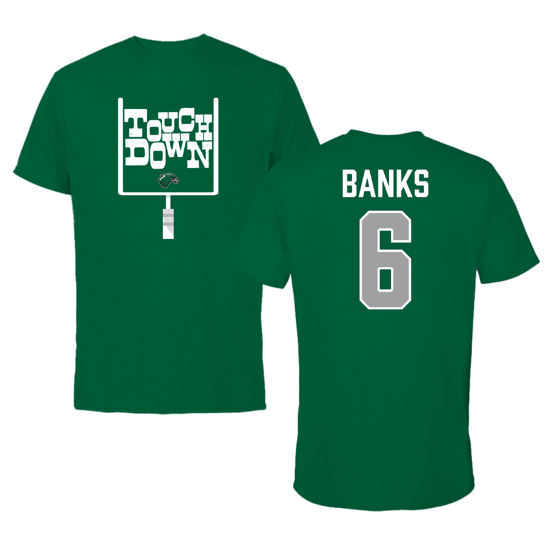 Northeastern State University Football Green Touchdown Performance Tee - #6 Jordan Banks