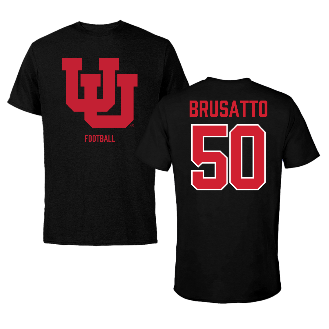 University of Utah Football Black Performance Tee - #50 Justice Brusatto