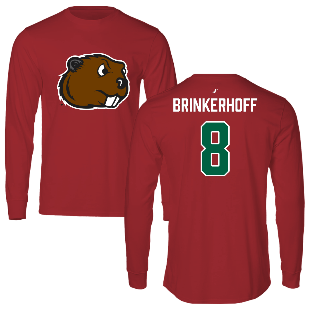 Minot State University Softball Canvas Red Long Sleeve - #8 Navi Brinkerhoff