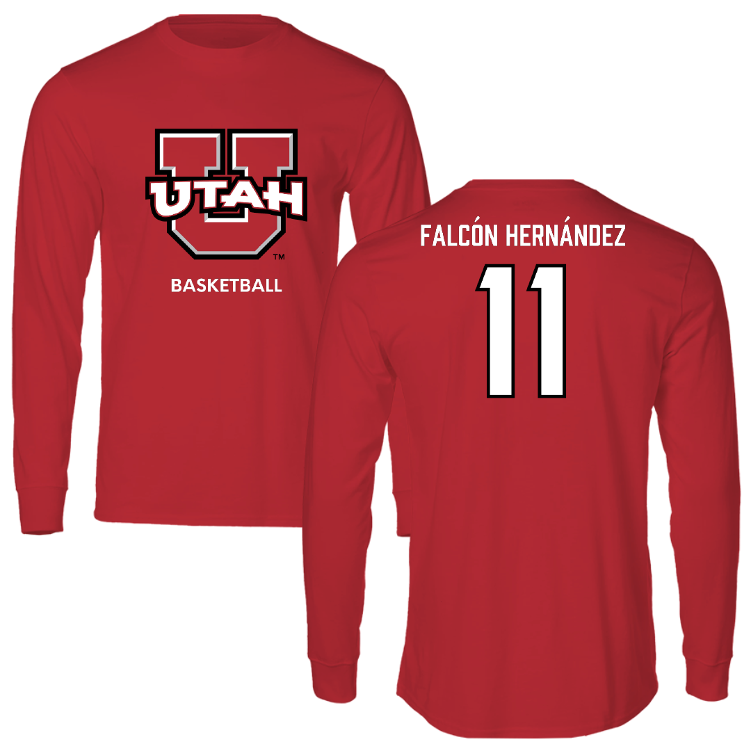 University of Utah Basketball (W) Red Utes Performance Long Sleeve - #11 Daniela Falcón Hernández