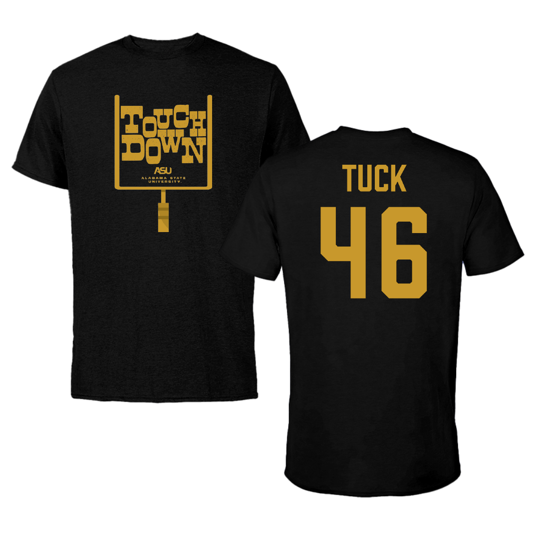 Alabama State University Football Black Touchdown Tee - #46 Harrison Tuck