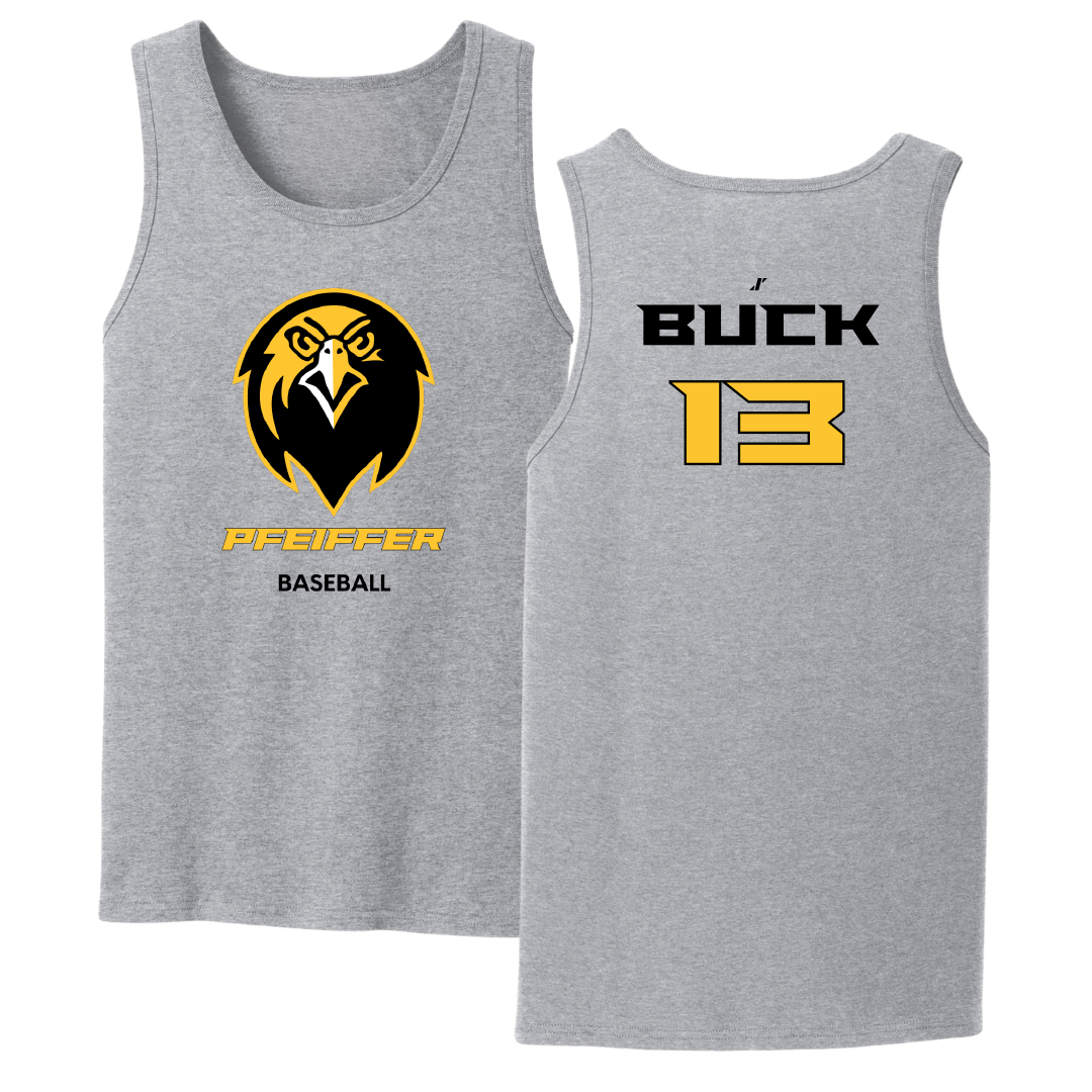 Pfeiffer University Baseball Sport Gray Tank Top - #13 Cayman Buck