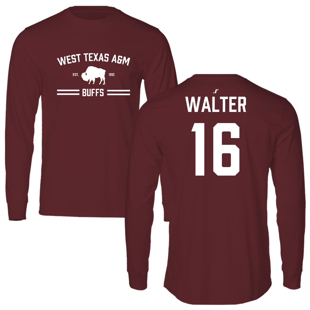 West Texas A&M University Softball Maroon General Performance Long Sleeve - #16 Raegan Walter