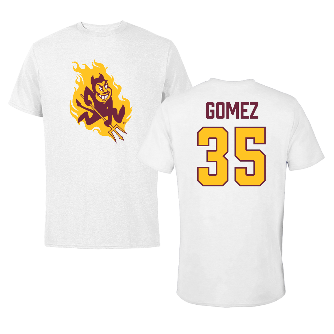 Arizona State University Football White Performance Tee - #35 Jesus Gomez