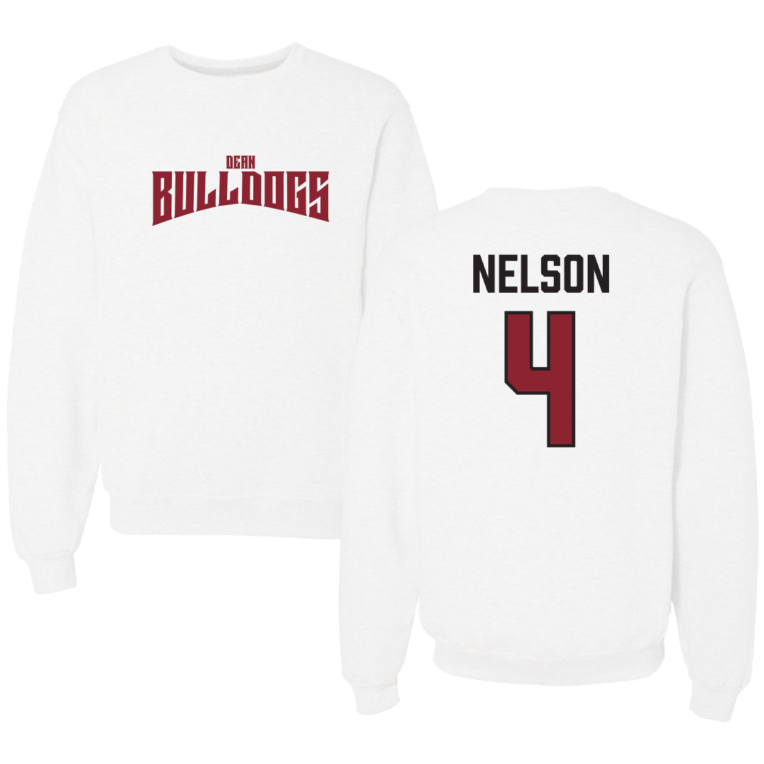Dean College Volleyball White Classic Crewneck - #4 Mike Nelson