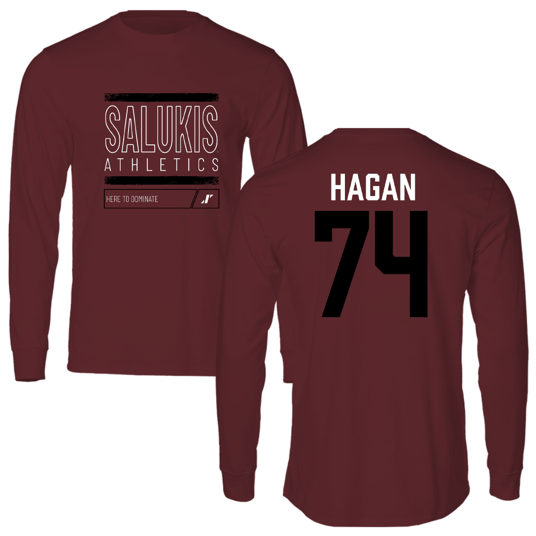 Southern Illinois University at Carbondale Football Maroon Dominate Performance Long Sleeve - #74 Harris Hagan