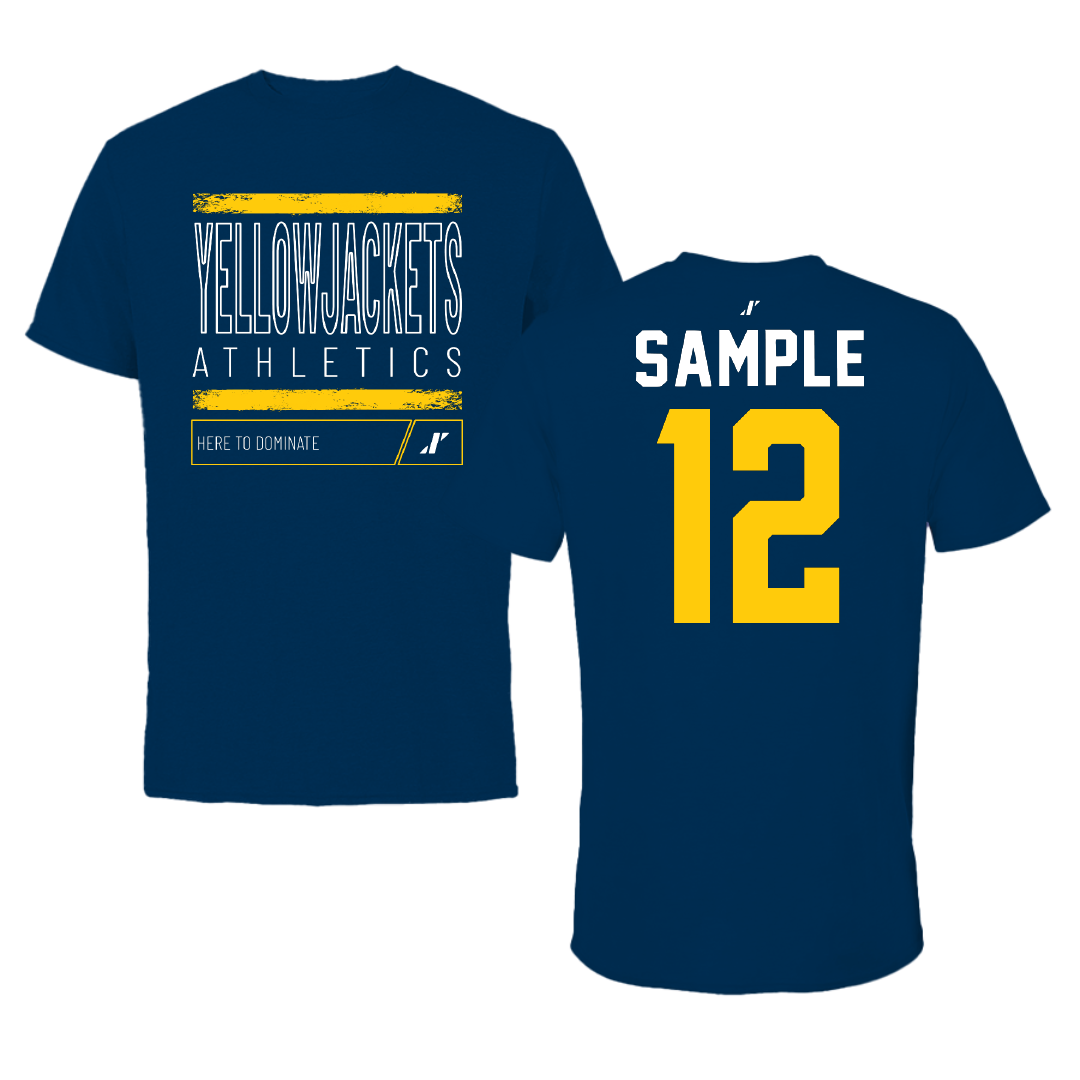 Graceland University Football Navy Dominate Tee - #12 Gage Sample
