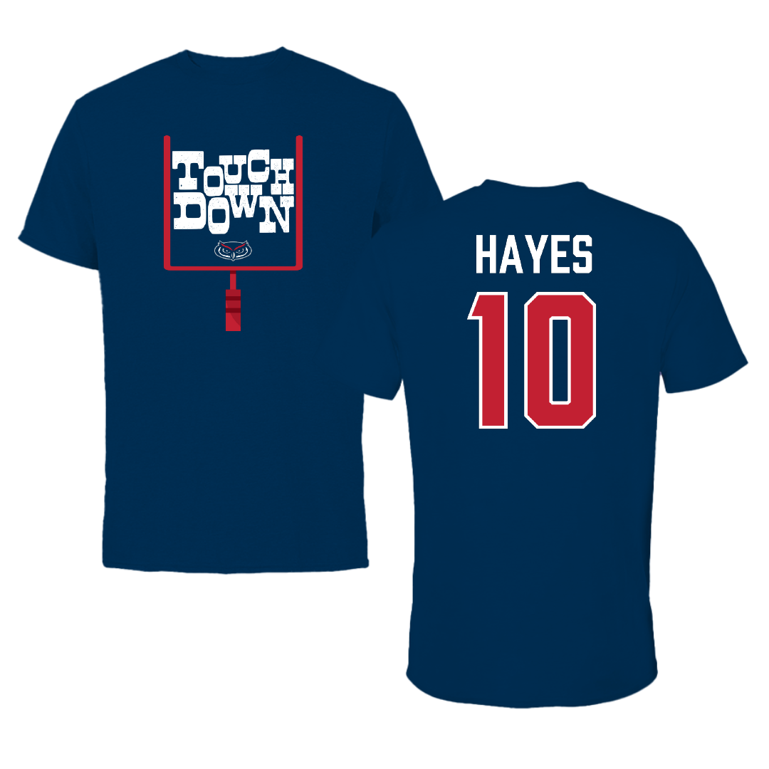 Florida Atlantic University Football Navy Touchdown Tee - #10 Omari Hayes
