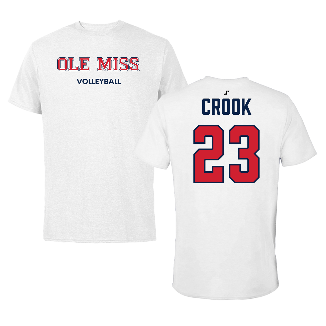 Ole Miss Volleyball (W) White Performance Tee - #23 Jorda Crook