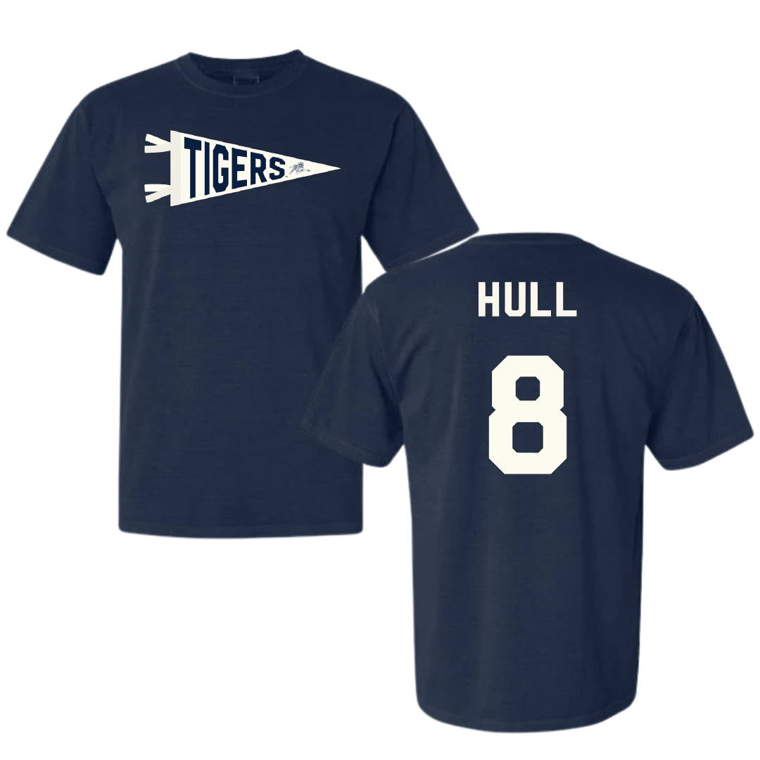 Jackson State University Baseball Navy Pennant Comfort Colors Tee - #8 Davione Hull
