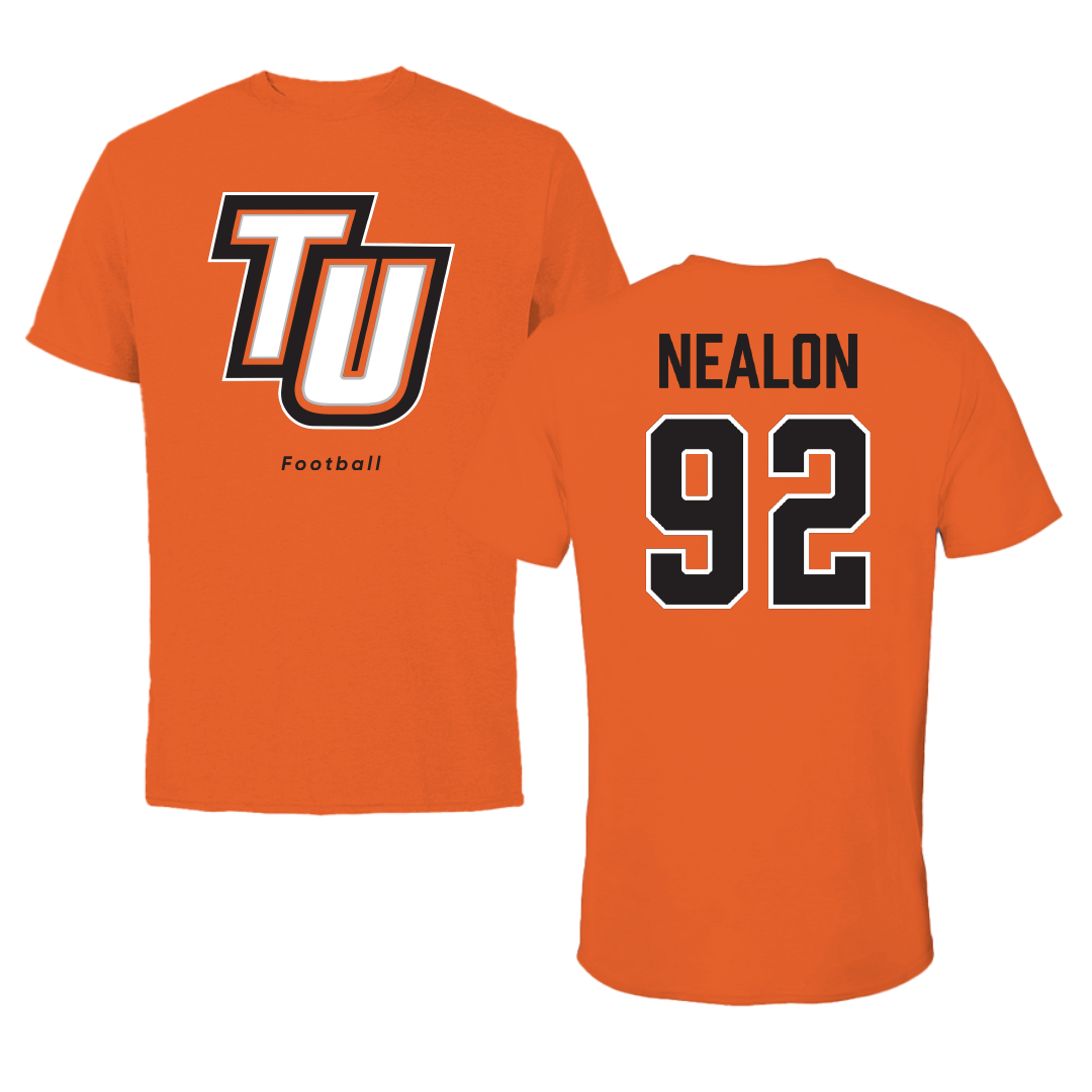Tusculum University Football Orange Performance Tee - #92 Jacob Nealon