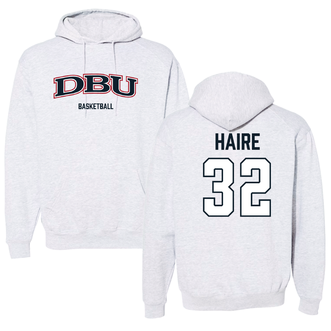 Dallas Baptist University Basketball (M) Light Gray Hoodie - #32 Justin Haire