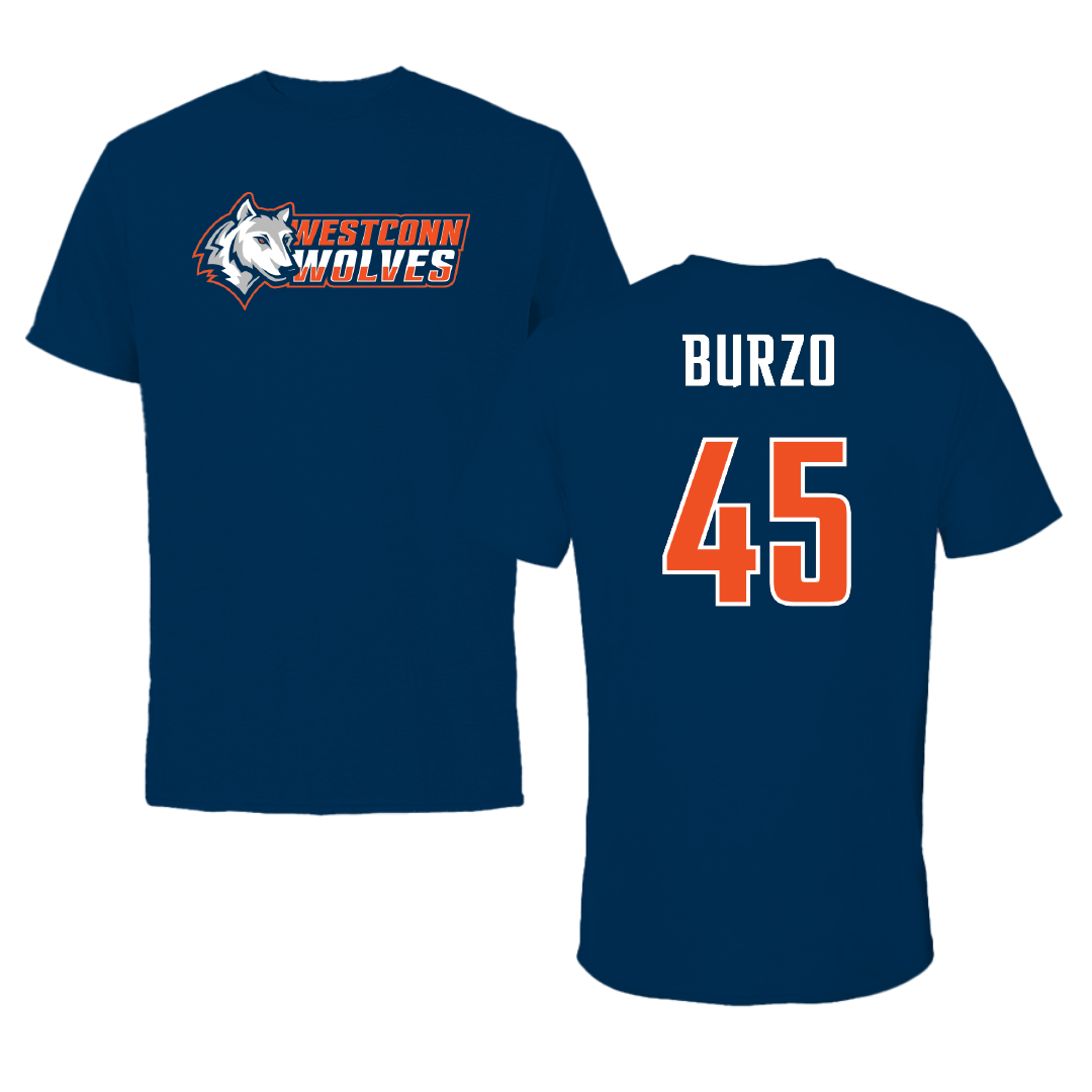 Western Connecticut State University Football Navy Performance Tee - #45 Rocco Burzo