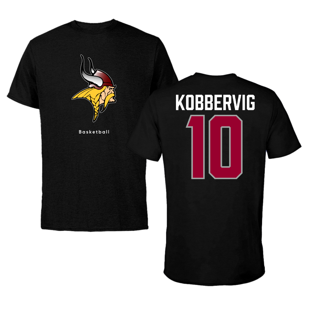 Valley City State University Basketball Black Tee - #10 Sam Kobbervig