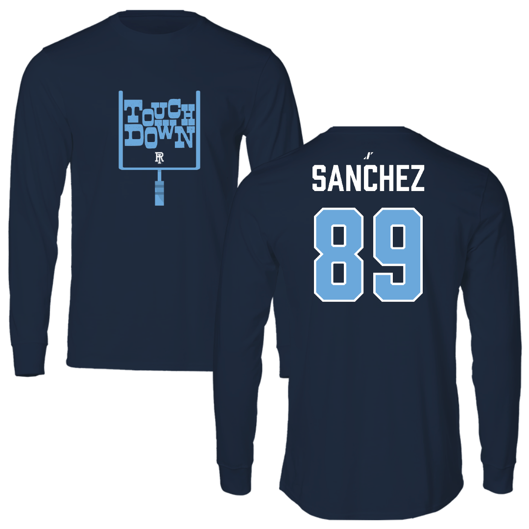 University of Rhode Island Football Navy Touchdown Long Sleeve - #89 Angel Sanchez