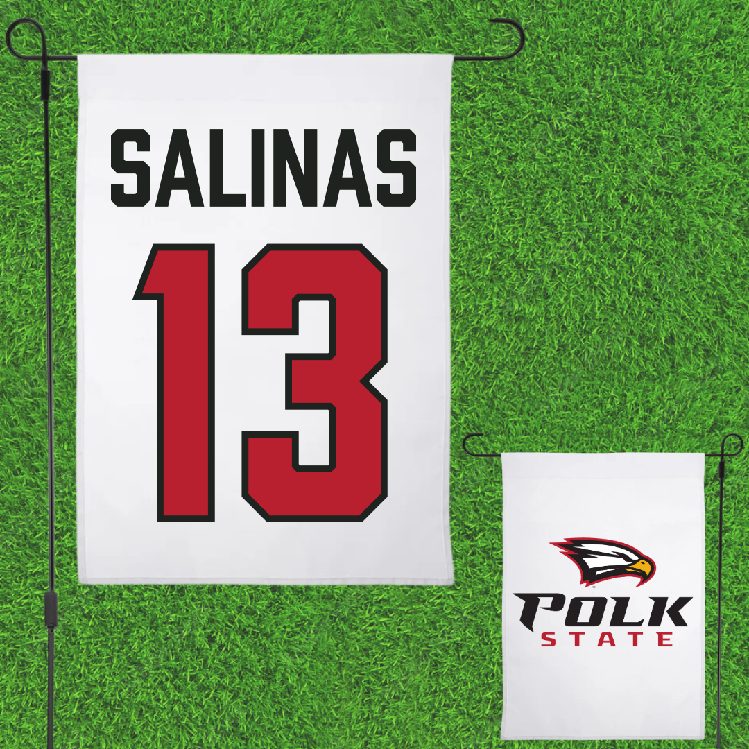 Polk State College Softball White Garden Flag - #13 Marianna Salinas