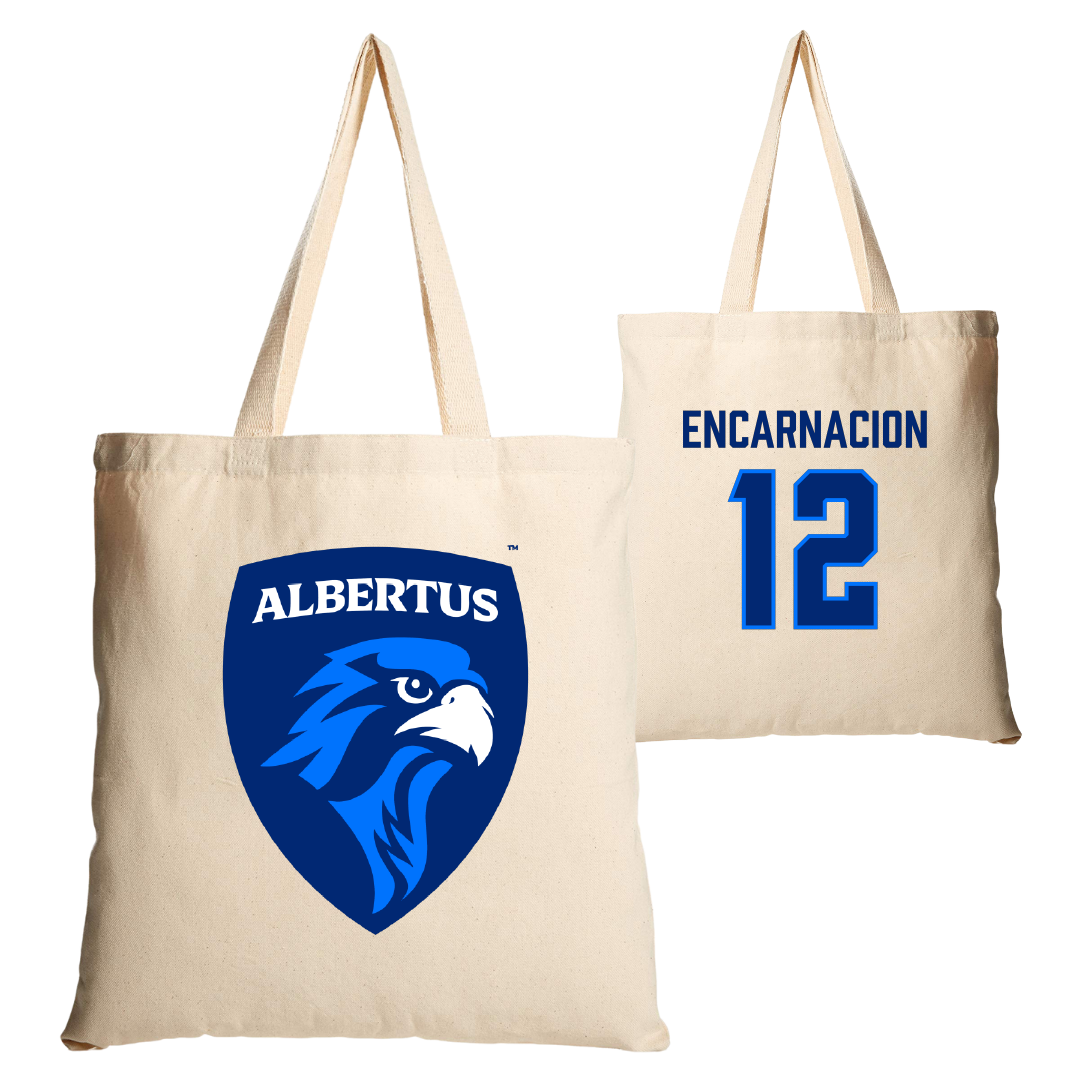 Albertus Magnus College Baseball Tan Canvas Tote Bag - #12 Jacob Encarnacion