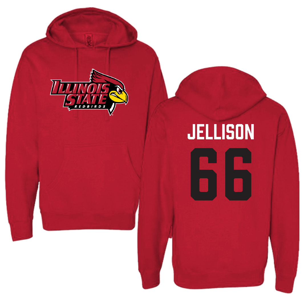 Illinois State University Football Red Hoodie - #66 Brayden Jellison