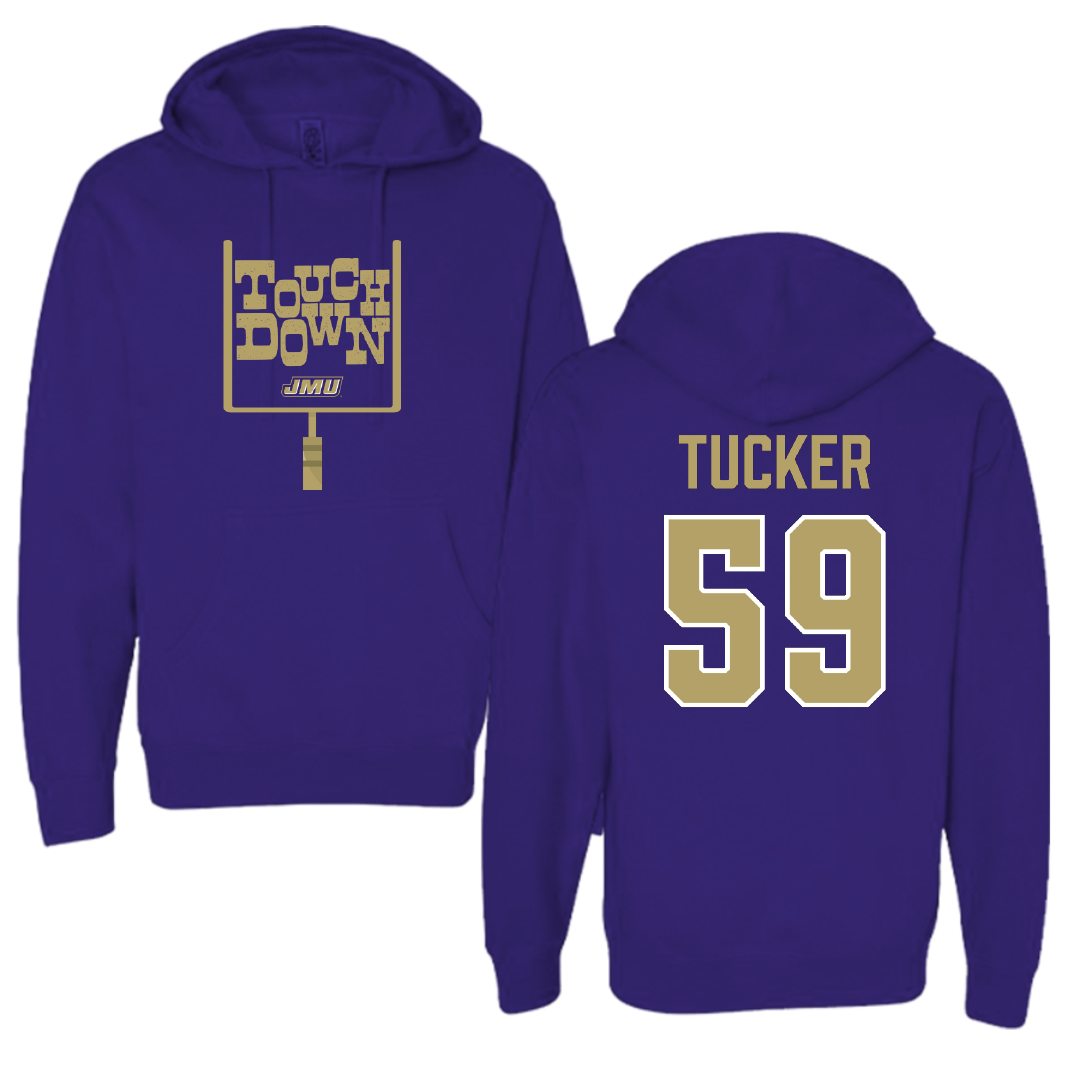 James Madison University Football Purple Touchdown Hoodie - #59 Tyrique Tucker