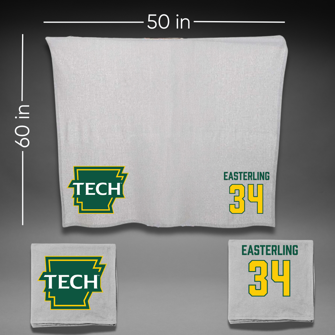 Arkansas Tech University Football Gray Blanket - #34 Zachary Easterling