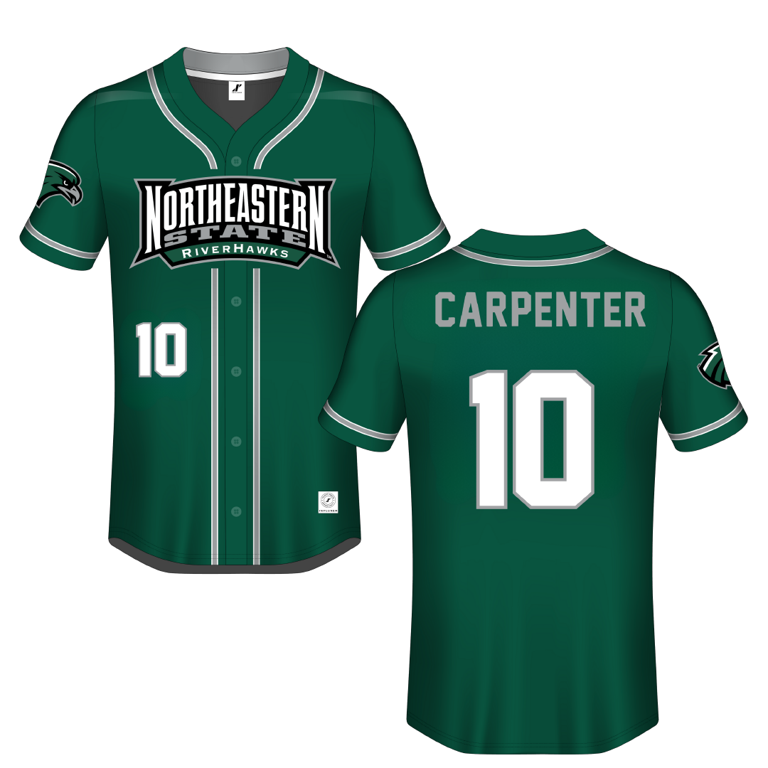 Northeastern State University Green Button-Down Jersey - #10 Emily Carpenter