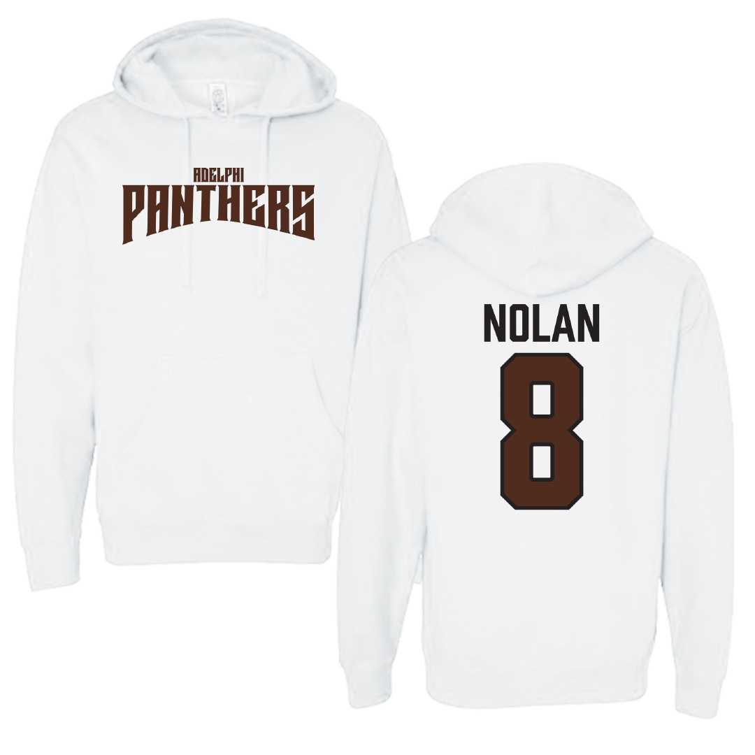 Adelphi University Soccer White Classic Hoodie - #8 Sam Nolan