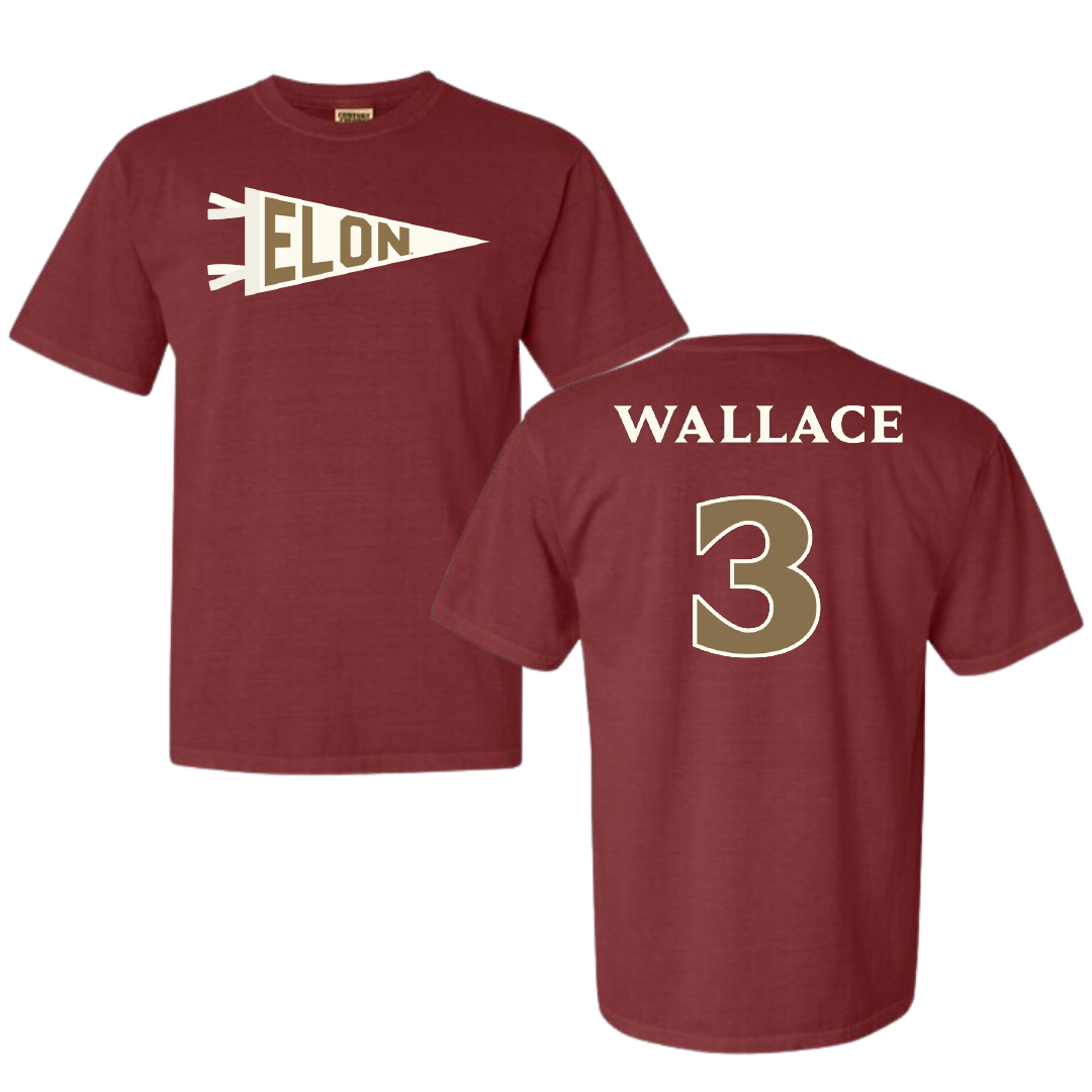 Elon University Volleyball (W) Maroon Pennant Comfort Colors Tee - #3 Dani Wallace