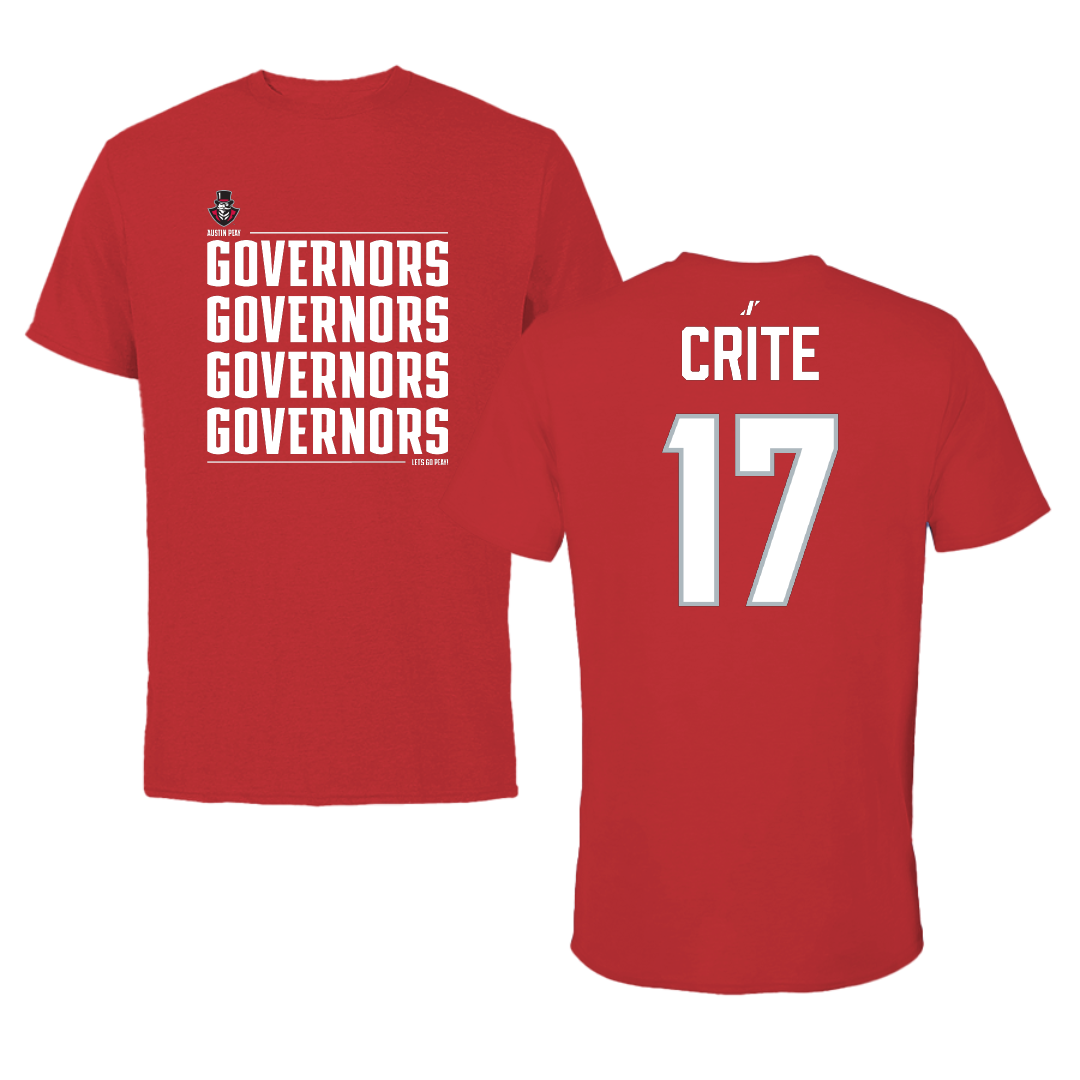Austin Peay State University Football Red General Performance Tee - #17 Ethan Crite