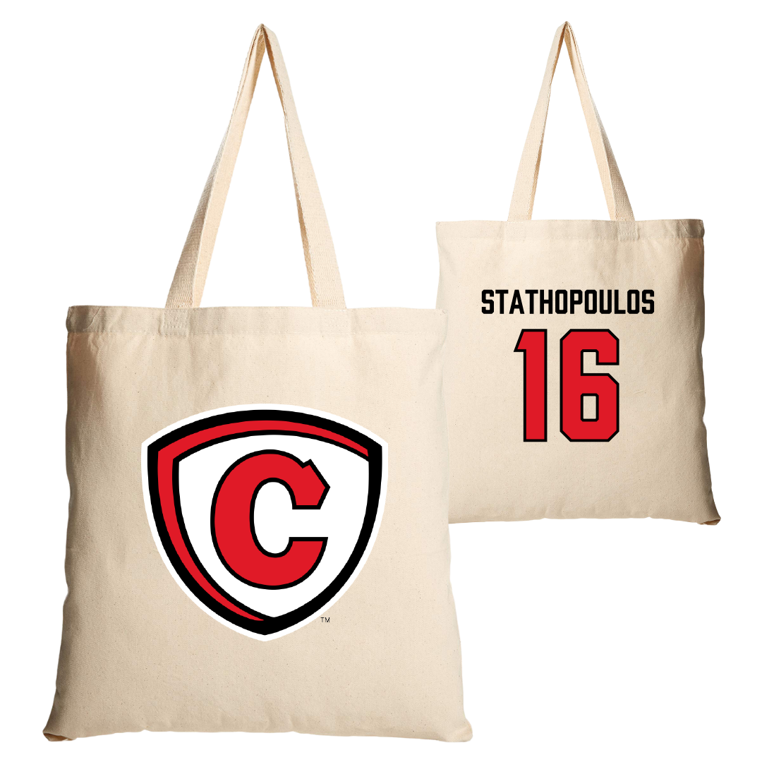 Carthage College Baseball Tan Canvas Tote Bag - #16 Billy Stathopoulos