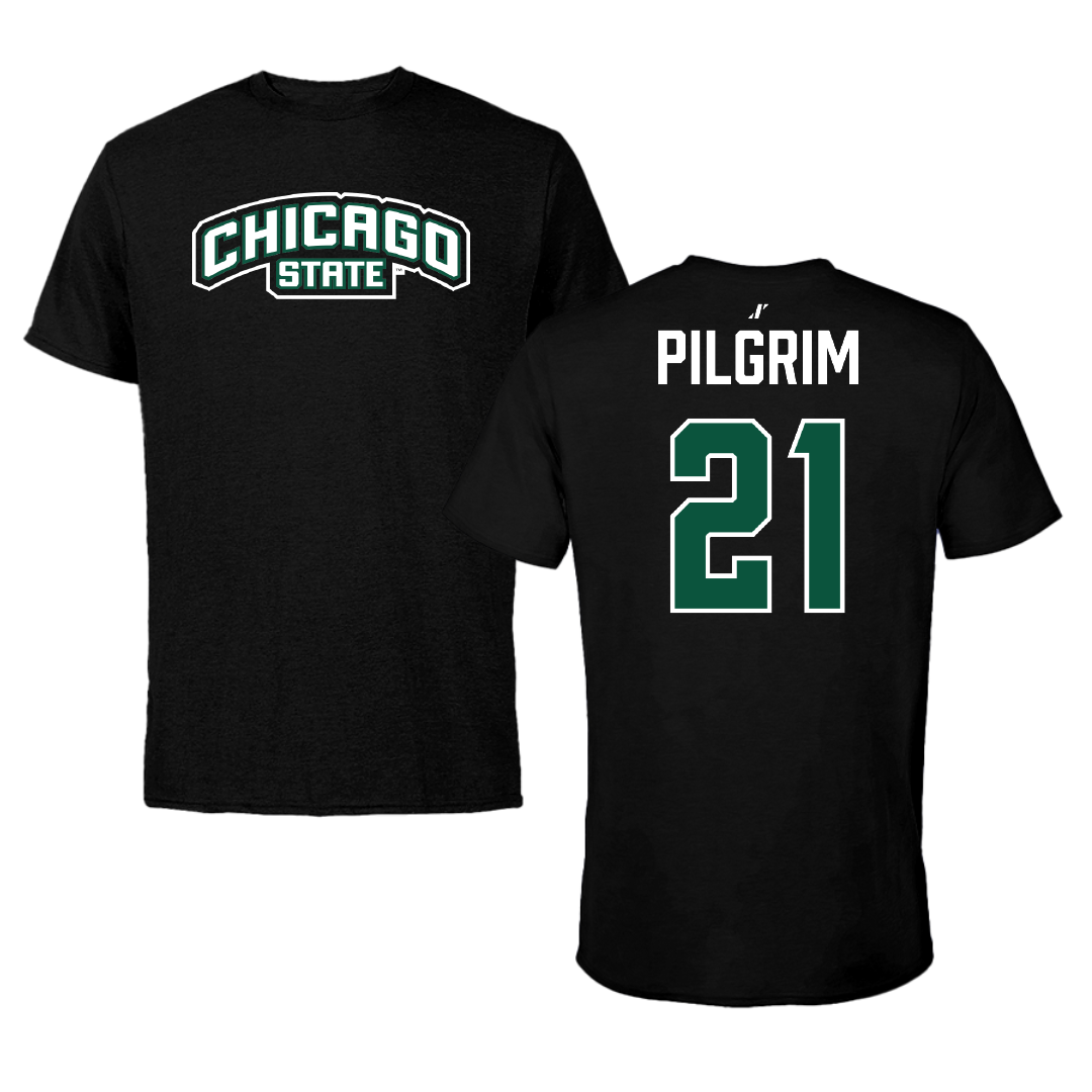 Chicago State University Football Black Performance Tee - #21 Menyelek Pilgrim