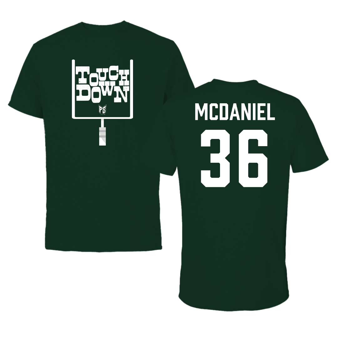 Portland State University Football Forest Green Touchdown Tee - #36 Solomon McDaniel
