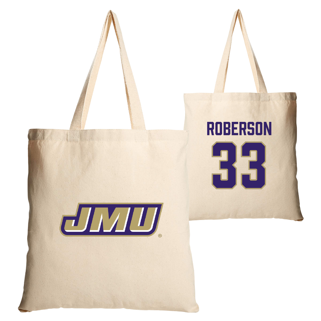 James Madison University Basketball Tan Canvas Tote Bag - #33 Jerrell Roberson