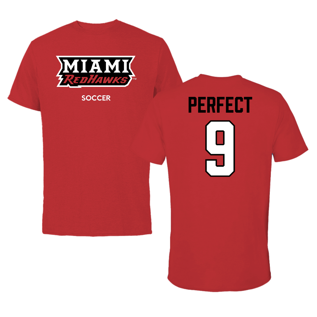 Miami University (Ohio) Soccer (W) Red Tee - #9 Kayla Perfect