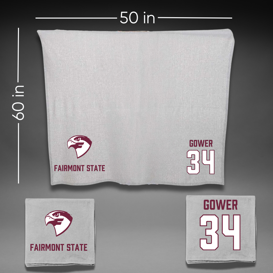 Fairmont State University Basketball (M) Gray Blanket - #34 Connor Gower
