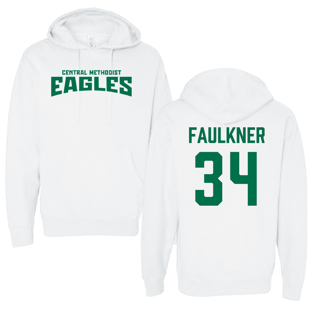 Central Methodist University Baseball White Classic Hoodie - #34 Benjamin Faulkner