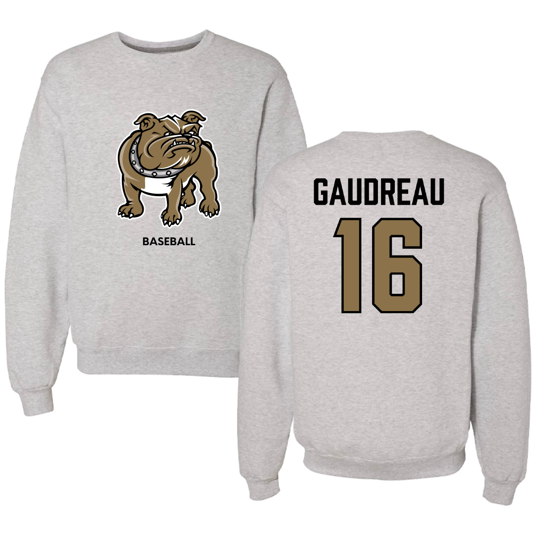Bryant University Baseball Light Gray Crewneck - #16 Jacob Gaudreau
