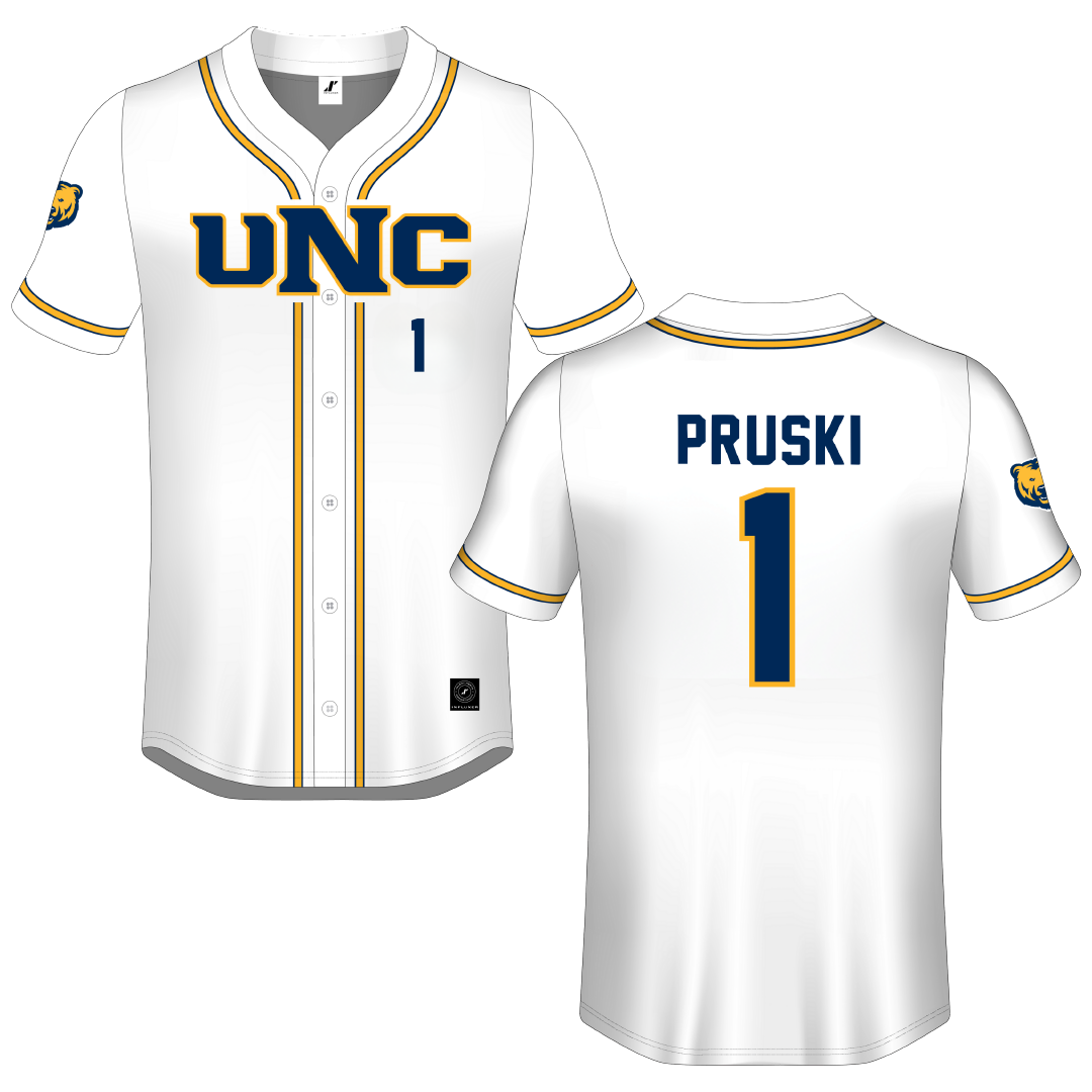 University of Northern Colorado White Button-Down Jersey - #1 Logan Pruski