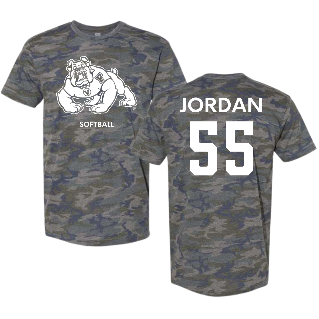 Fresno State University Softball Vintage Camo Tee - #55 Faith Jordan