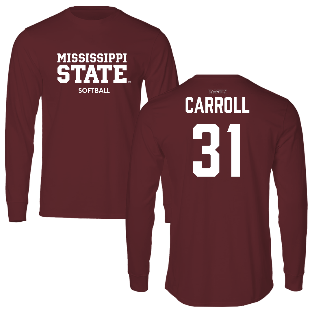Mississippi State University Softball Maroon Long Sleeve - #31 Sydney Carroll