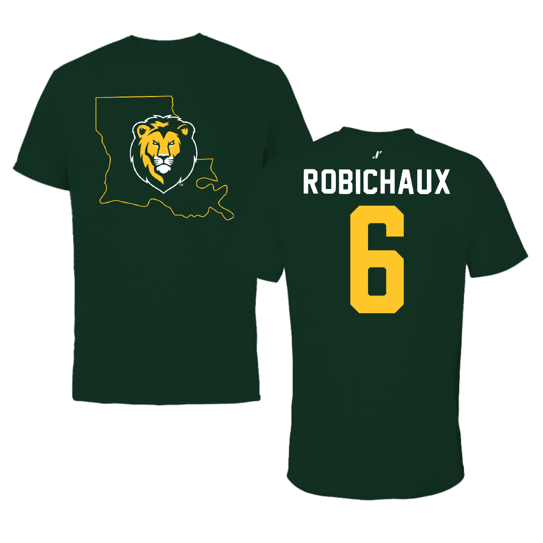 Southeastern Louisiana University Baseball Forest Green State Tee - #6 Ben Robichaux